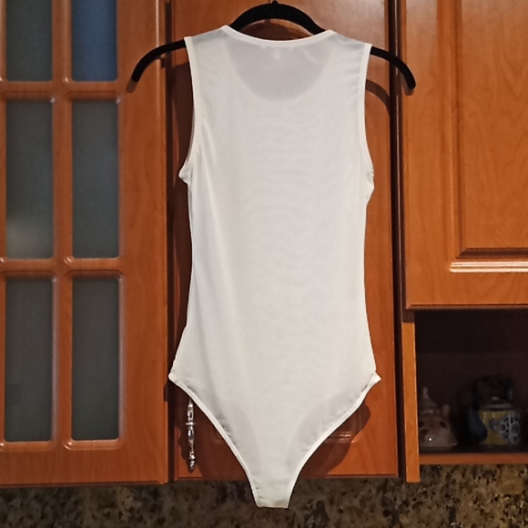 Charlotte Russe Leotard. Mesh. Small. Cream With Gold Rhinestones. - Picture 3 of 10